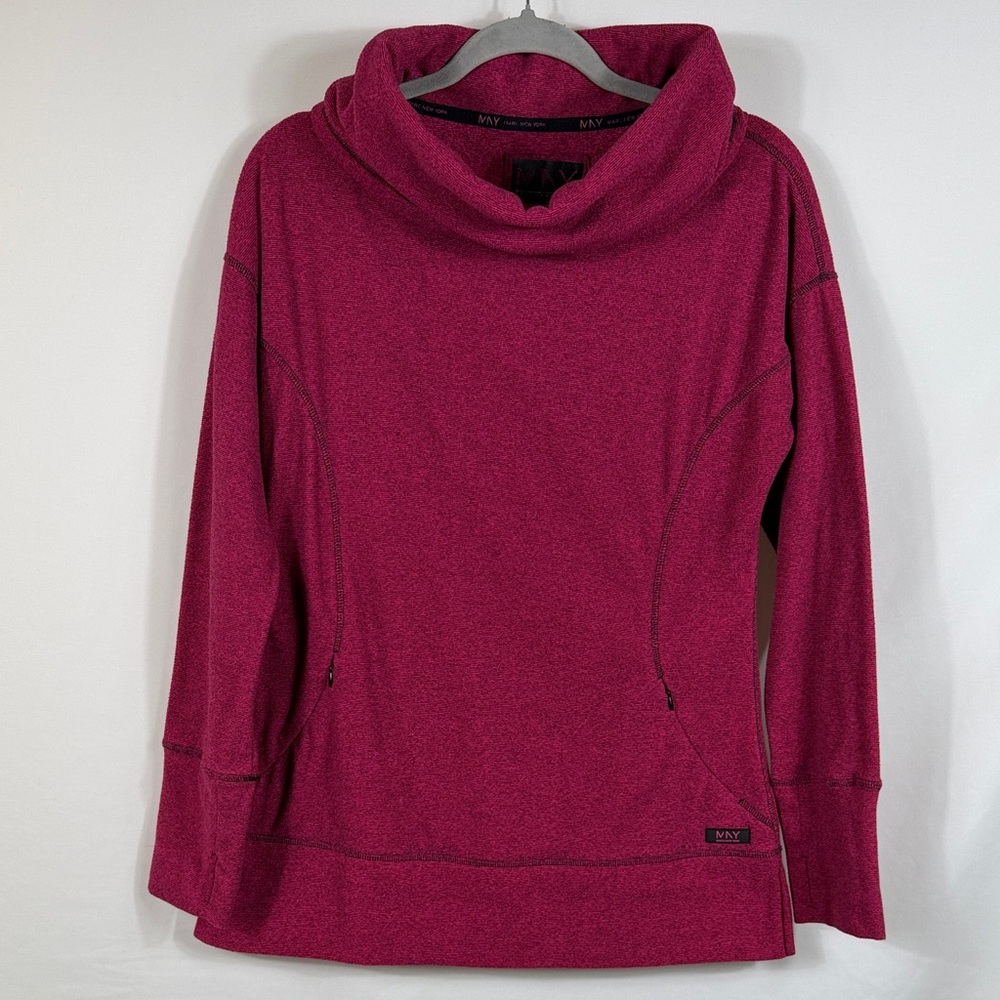 Marc New York Women's Cowl Neck Sweater Berry Pink. Size L. Two Zip Pockets.